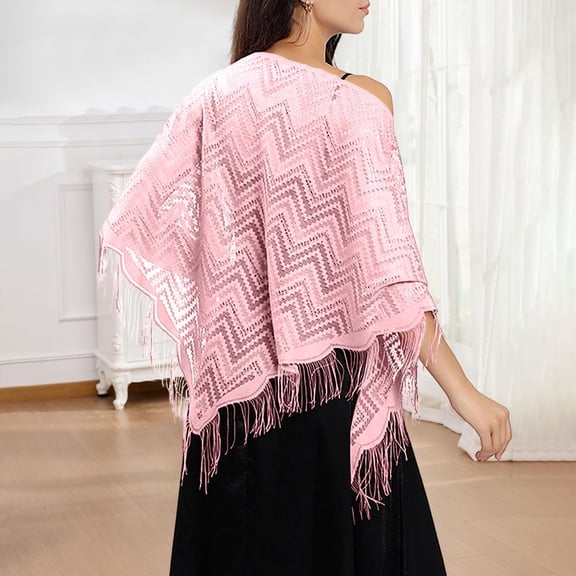 Elegant Lace Shawl Scarf for Bridal Wedding Evening Gown And Formal Party Versatile Triangle Wrap Pink One Size