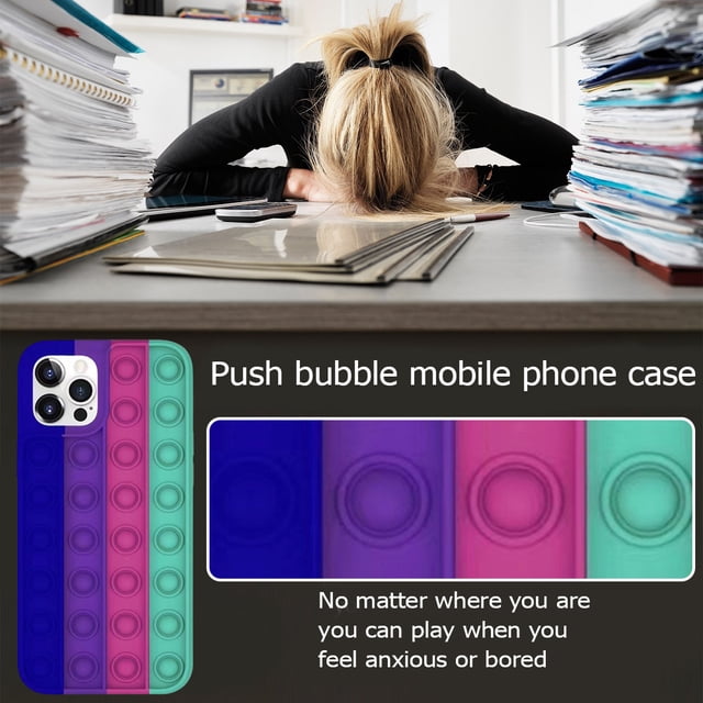 Estuche para teléfono inteligente con burbujas de arcoíris y descompresión de juguetes de contraportada (para iPhone 12 Pro) Ehuebsd Para estrenar