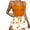Orange, variant on Njagoc3 Women's Sleeveless Button-Front Camisole & Short Set - Patterned, Feminine Style, Summer & Sleep Wear