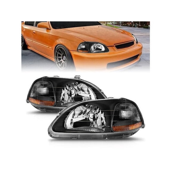 Headlight Set - Compatible with 1996 - 1998 Honda Civic 1997