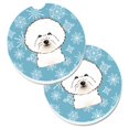 thumbnail image 1 of Snowflake Bichon Frise Set of 2 Cup Holder Car Coaster, 1 of 1