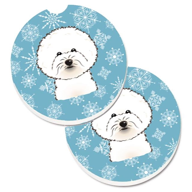 Snowflake Bichon Frise Set of 2 Cup Holder Car Coaster