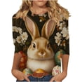 thumbnail image 2 of Pxxlle Womens Easter Shirts Funny Rabbit Bunny Graphic T Shirts Casual 3/4 Sleeve Crewneck Tshirt Happy Easter Party Shirts XL, 2 of 5