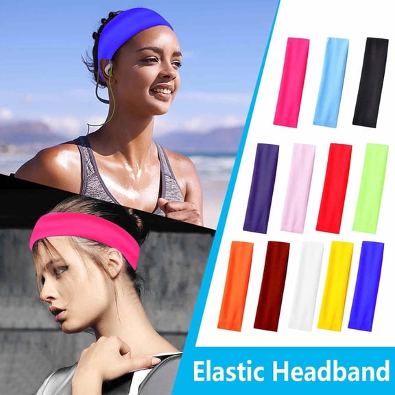 RTKFRFLM Women Elastic Headbands, Cotton Stretch Yoga and Workout Headbands Set, 12 Colors