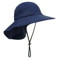 thumbnail image 6 of Girls Boys Sun Visor Hat Kids Beach Hat UPF 50+ Kids Summer Protective Cap Wide Brim Breathable Neck Cap/Dark Blue, 6 of 8