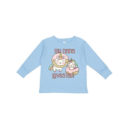 

Inktastic My Nana Loves Me Unicorn Boys or Girls Long Sleeve Toddler T-Shirt