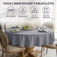 thumbnail image 5 of ICEANT 55 inch Round Tablecloth, Linen Woven Waterproof Table Cover, Solid Textured Linen Spill-Proof Table Cloth, Wrinkle Free Party Tablecloth For Outdoor Indoor, Denim Blue, 5 of 7
