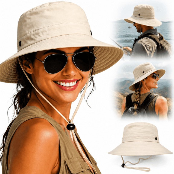 Genreen Sun Hat for Men Women：UV Protection Breathable Wide Brim Bucket Hat for Summer Fishing, Hiking, Camping Lightweight Outdoor Adventure Cap