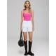 thumbnail image 3 of Pantalones cortos vaqueros IWD 2025 para mujer, cintura alta, blancos rasgados, 3 of 4