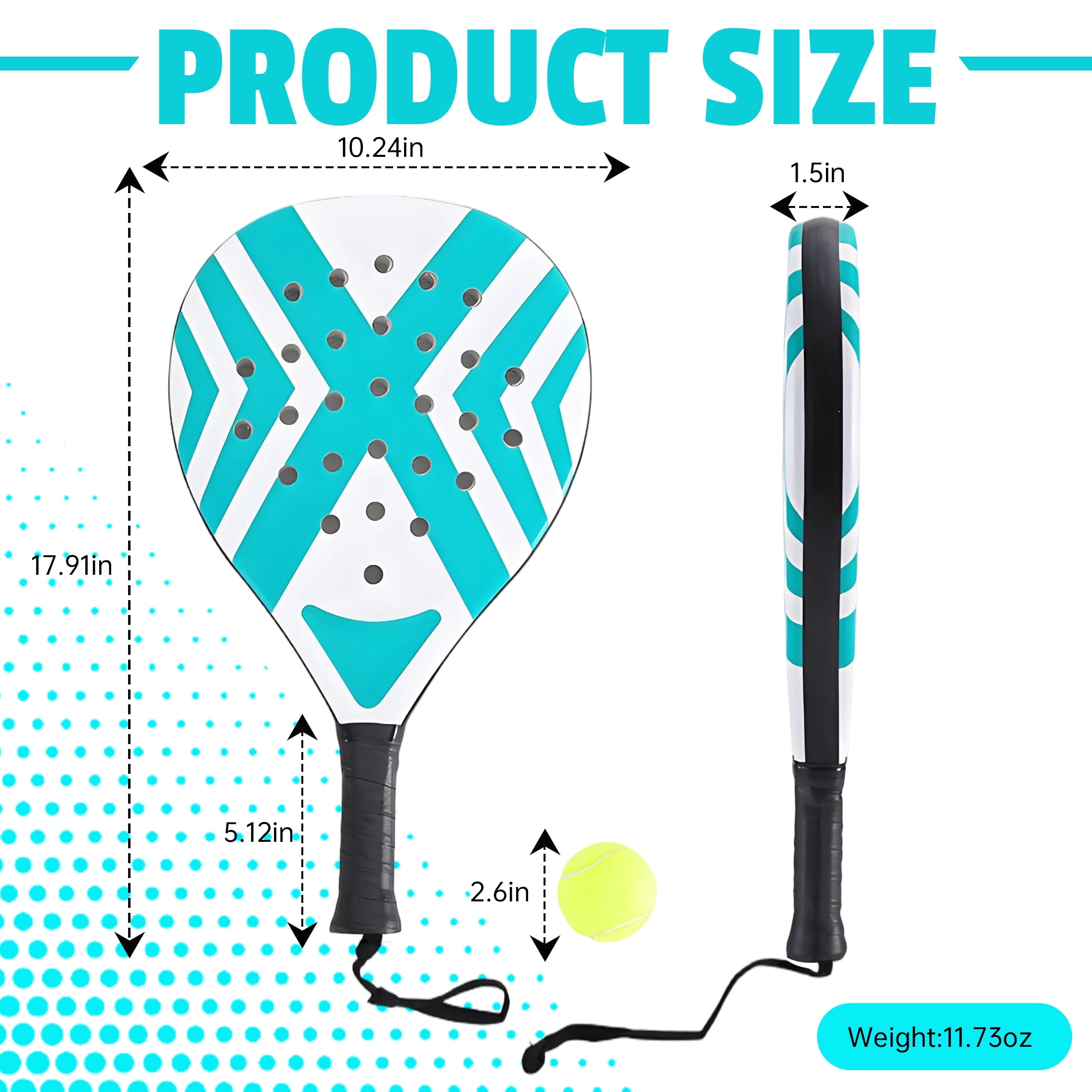BESTSKY 2Pcs Padel Tennis Racket,High-Elastic & Lightweight Padel Racket with Anti-Slip & Shock-Absorbing Handle,Tennis Rackets for Leisure Entertainment and Beach Tennis Rackets