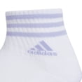 thumbnail image 3 of Women's adidas Cushioned 3-Stripe 3.0 High Quarter Socks 3-Pack Set Color: Light Beige Size: 5-10, 3 of 5