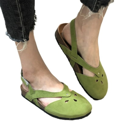 Mildsown Women Sandals  Elegant Hollowed Non-slip Summer Flats Beach Shoes