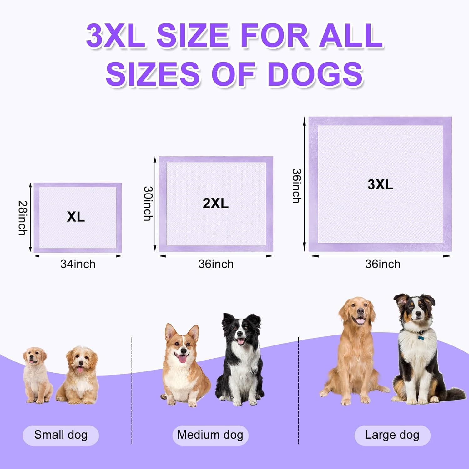 Lavender Scented Super Absorbent & Leak-Proof Puppy Pads, 36"x36" Odor Control Pet Training Dog Pee Pads, Thicken Quick Dry Pee Pads, Potty Training Pads for Dogs Cats (Lavender Scented)