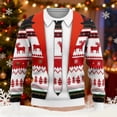 thumbnail image 2 of Men's Christmas Festive Knit Pattern Hoodless Sweatshirt Winter Holiday Series Sweatshirt Without Hood Casual Red S, 2 of 3