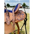 thumbnail image 4 of Resistance Youth Western Barrel Saddle for Horse Riding – Genuine Leather Kids Saddle with Floral Tooling, Silver Conchos & Free Tack Set – Sizes 10”, 12”, 13”, 4 of 6