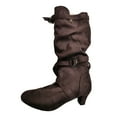 thumbnail image 5 of Mostsola Womens Mid Calf Boots Slouchy Fashion Strappy Low Heel Pull on Suede Fall Booties, 5 of 5