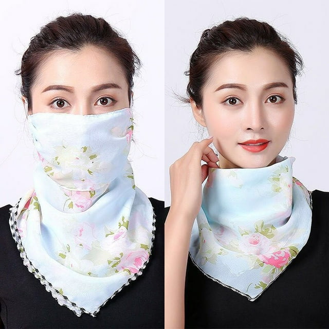 Kelon Masque Liquidation Polyester Masque Facial Femme Décontracté Masque Écran Solaire Foulard de Cou Masque Chiffon Imprimé Mince Foulard de Masque