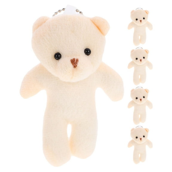 LOLIPPYY Set of 5 Beige Tiny Bear Plush Dolls, Cute Stuffed Toys Ideal for Crafts, Accessories, and Decoration