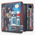 thumbnail image 1 of kwmobile Étui Compatible avec Kobo Libra 2 - Couverture de Liseuse - Ville de Livres Multicolore, 1 of 5