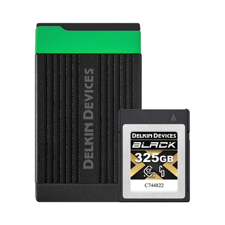 Delkin Devices 325GB BLACK CFexpress Type B 4.0 Card  USB 3.2 Memory Card Reader Bundle
