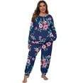 thumbnail image 2 of Cueply Womens Plus Size Pajama Set Long Sleeve Pjs for Women Soft Sleepwear Loungewear Nightwear With Pockets, 2 of 7