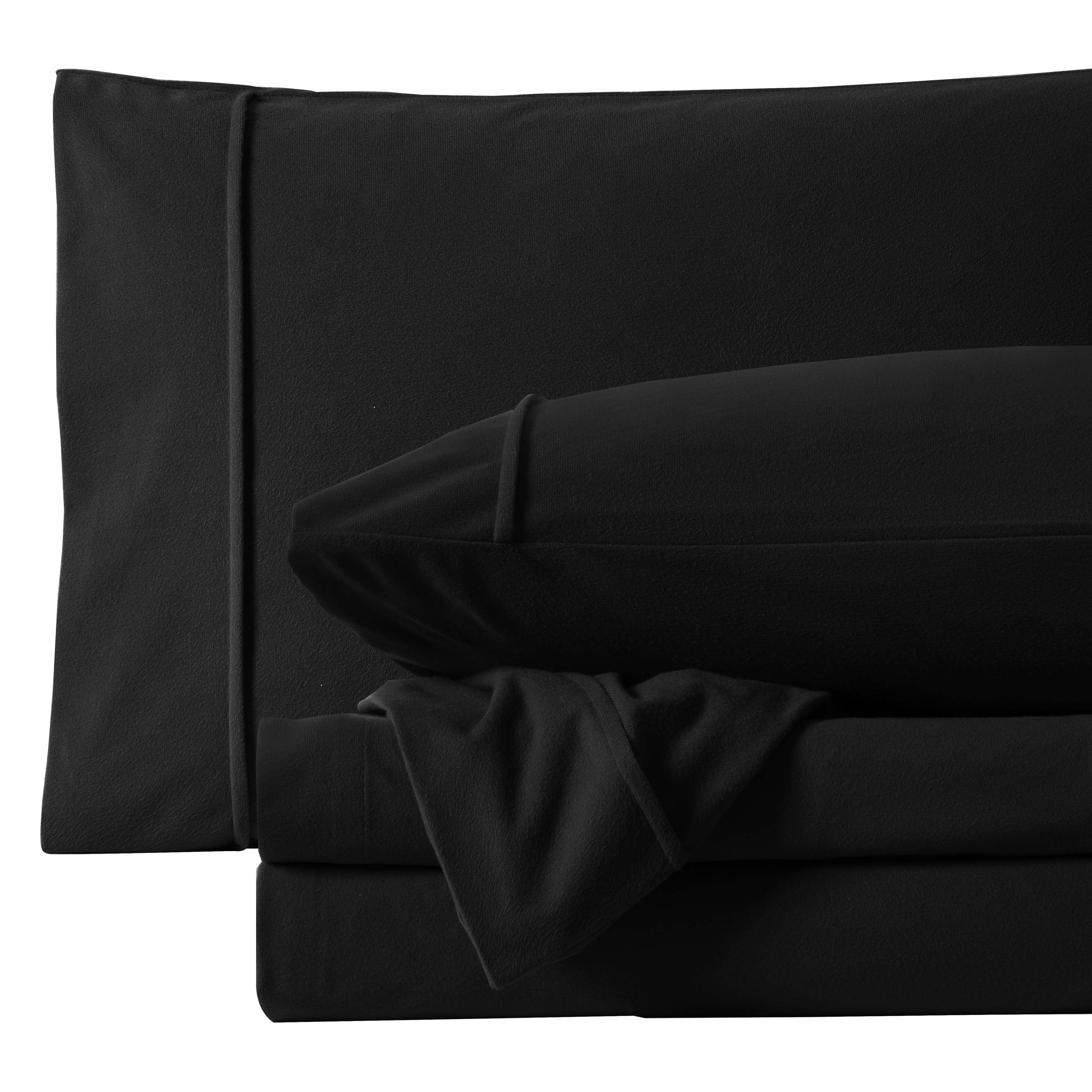 Sweet Home Collection Flannel Sheet Set Black Full