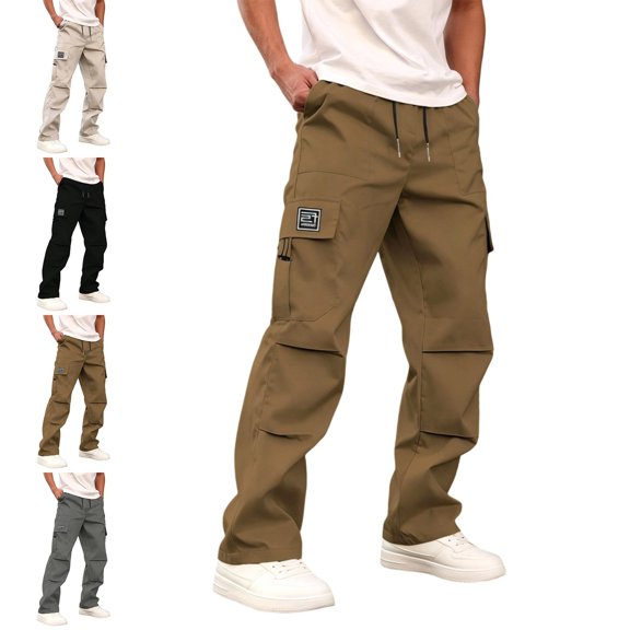 HOMADLES Cargo Pants for Men Straight Leg Loose Fit Work Pants Side Pocket Outdoor Hiking Breathable Athletic Pants Black Size 3XL