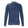 thumbnail image 3 of ZCFZJW Men's 1/4 Zip Turtleneck Sweater, Soft Ribbed Knitted Pullover with High Collar, Loose Fit Long Sleeve Casual Knit Sweatshirt Blue XL, 3 of 5