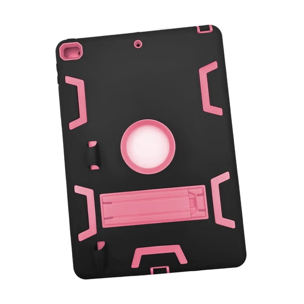Funda para tableta resistente a prueba de golpes con soporte para lápiz rosa negra roja