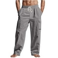 thumbnail image 1 of cfhntfmh Cargo Pants for Men Hiking Pants Elastic Waist Drawstring Joggers Pants Multi Pockets Tapered Trousers, 1 of 6