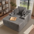 thumbnail image 3 of Ovios 67'' Oversized Chaise Lounge Chair Indoor Cloud Corduroy Floor Sofa Bed Deep Seat No Assembly Couch with Cup Holders for Living Room, Gray, 3 of 12