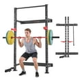 thumbnail image 1 of VEVOR Folding Power Cage, Wall-Mounted Power Rack Squat Rack, Multifunctional Strength Training Workout Equipment with Landmine Holder, Adjustable J-Hooks & Pull-Up Bar for Home Gym, 1000LBS Capacity, 1 of 9