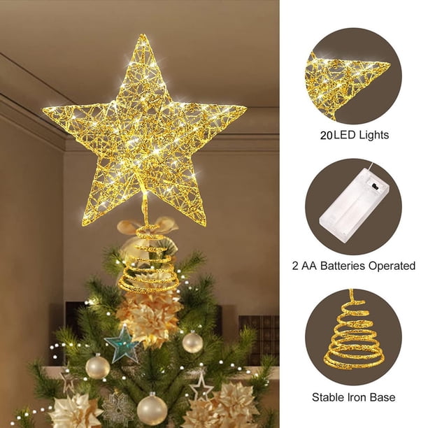 Árbol de Navidad Decoración Luces Led Alambre de Cobre Ganfancp Estrella Luces Hierro Forjado Glitter con Luces de Cuerda