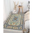 thumbnail image 2 of Vintage Ethnic Floral Bathroom Runner Rug 3'x5'Washable Woven Area Rug, Navy Orange Classical Bohemian Style Tassel Kitchen Rug,Throw Floor Mat Carpet Decorative for Living Room Bedroom, 2 of 7