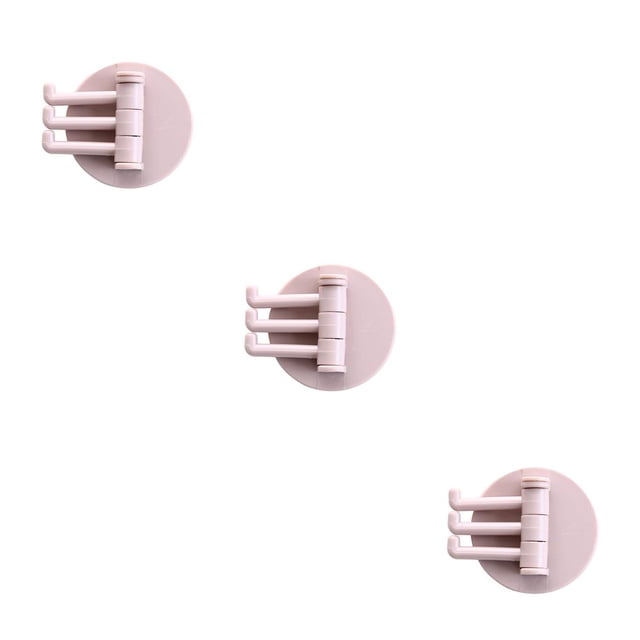 yingyy 1/2/3/5 Seamless Adhesive Hook Strong Bearing Capacity 3in1 Stick Hooks Hanging Rack Wall-Mounted Key Holder Towel Storage Racks Pink 3PCS