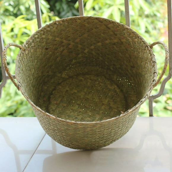 Neinkie Plant Basket Wicker Basket Indoor, Woven Seagrass Basket for Plants, Large Belly Basket, Woven Basket for Plant, Natural Picnic Tree Basket