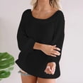 thumbnail image 3 of Baqcunre Sweaters For Women Women'S Off The Shoulder Line Neck Hollow Out Loose Knit Pullover Sweater Hoodies For Women Fall Clothes For Women 2023 Black L, 3 of 5