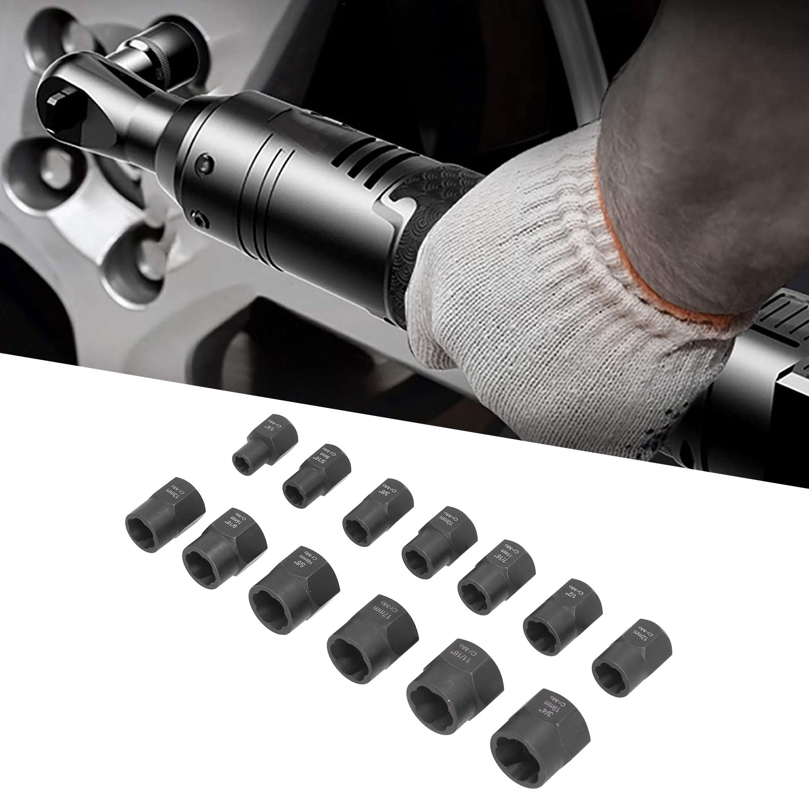 Dioche 13 Piece Nuts Extractor Set Durable Impact Bolts And Nuts Remover With Storage Case For Remove Damaged Screws,Nuts Remover Tool,Bolts And Nuts Remover