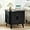 Black, variant on Farmhouse Square End Table with Charging Station, 24" Large Fluted Sofa Side Table with Sliding Tambour Door and Storage, Rustic Curved Wood Nightstand for Living Room, Bedroom, Black