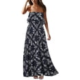 thumbnail image 1 of Vestidos de verano para mujer Vestido largo bohemio sin tirantes de porcelana azul y blanca, 1 of 4