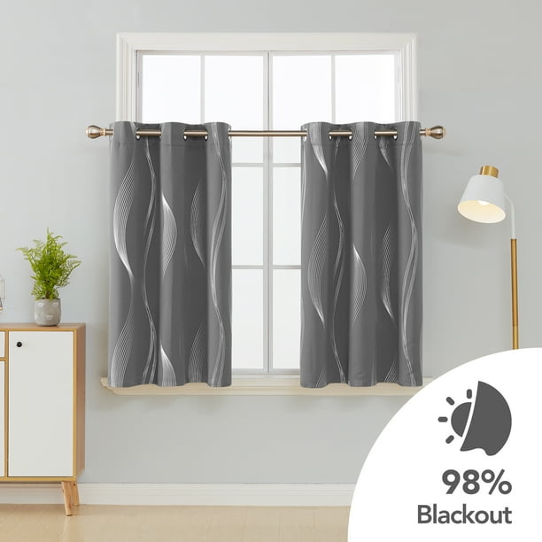 Deconovo Room Darkening Curtains Silver Striped Ds Grommet Kitchen Set Of 2 42 X 45 Inch Dark Gray Com Deconovo Room Darkening Curtains Silver, Gray Striped Kitchen Curtains