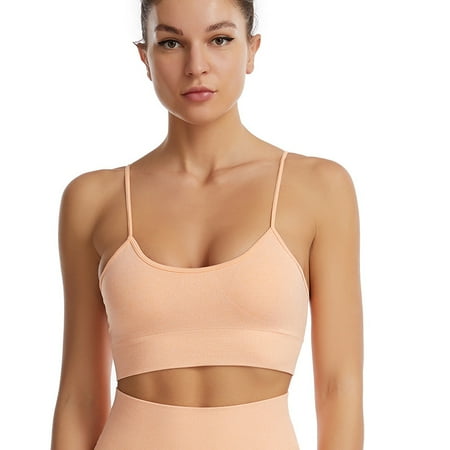 

Camisole Non-Wired Bralettesfor yoga Seamless Sports & Sleeping & Home Bra with Double Straps & Removable Pads-Orange(M)