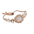 thumbnail image 1 of Reloj de pulsera de diamantes de imitación para mujer, reloj de pulsera analógico de cuarzo con esfera cuadrada pequeña, cadena de corazón de amor, reloj de vestir para mujer con correa ajustable, 1 of 8