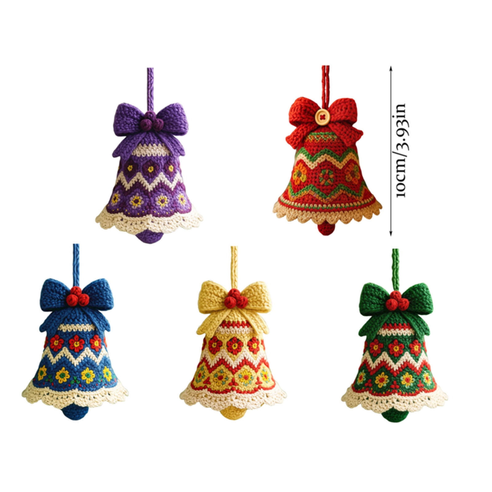 YWIYIUD 4inch DIY Crochet Ornament Kit, Christmas Bell Crochet Craft Kit with Yarn for Beginners, Christmas Bell Decoration Crochet Doll Hanging Ornament, Beginners Craft Decor 1PCS