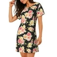 thumbnail image 2 of Naloa Rose Flowers Print Women Nightgowns,Womens Loungewear,Short Sleeve Sleepwear,Comfy Ladies Nightdress, 2 of 6