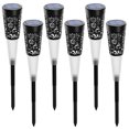 thumbnail image 1 of 6 Pcs Lampe de Pelouse Extérieure Solaire Design Creux Contrôle de Lumière Sensible/ Résistance à l'Eau IP55/ Cellule Rechargeable Intégrée 600mAh pour Patio Jardin Décoration de Mariage, 1 of 7