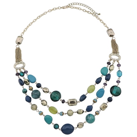 Bocar New Multi Layer Beads Statement Gold Chain Necklace for Women