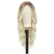 RYHAIR 30 inches Long Wavy HD Lace Front Wig with Ombre Platinum Blonde Synthetic Hair for Women Daily Cosplay