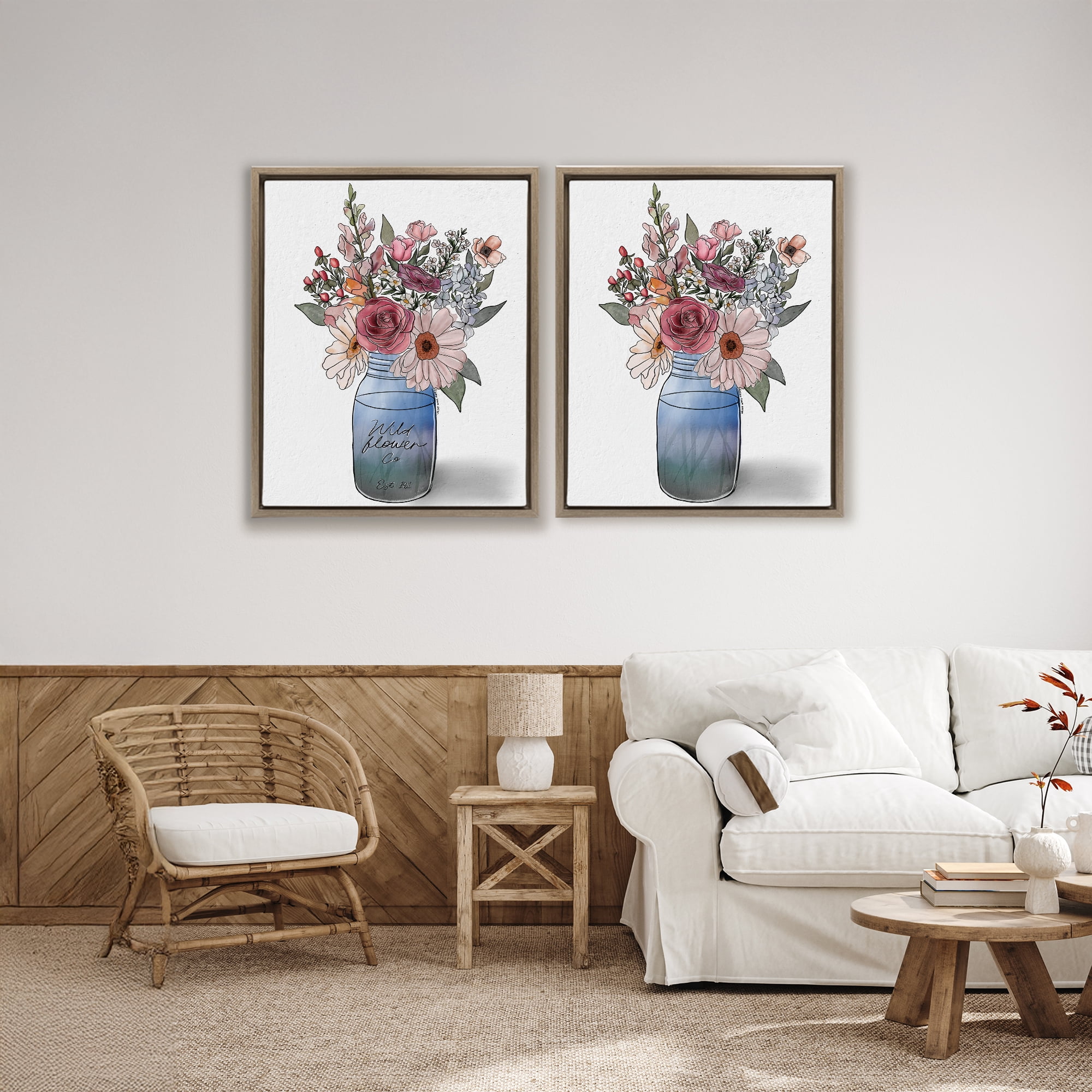 Stupell Industries Farmer's Market Vases 2 Piece Brown Framed Floater Canvas Set, design by Alisha Kiara Design