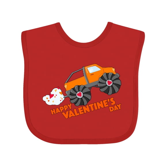 Inktastic Happy Valentine's Day-monster truck Boys or Girls Baby Bib